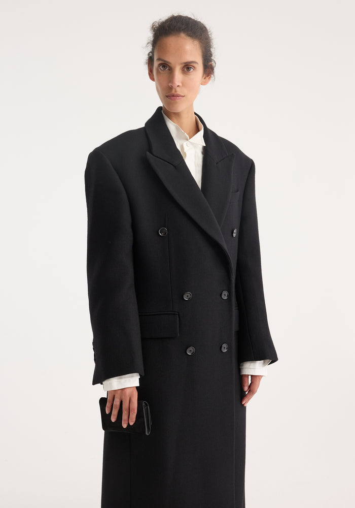 Hourglass wool coat | black