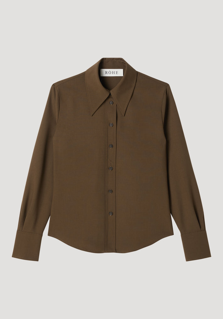Fitted wool shirt | forest