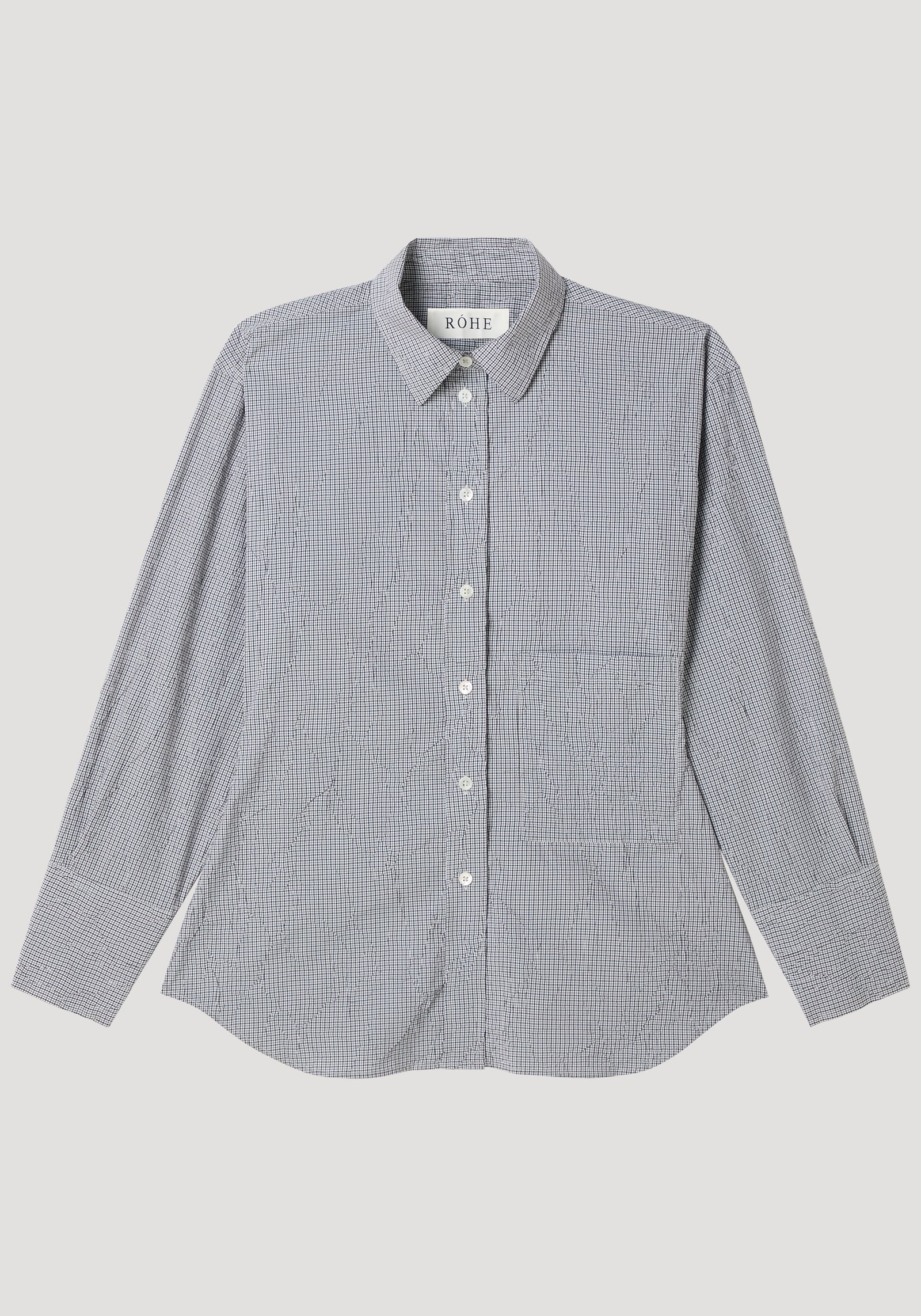 Crushed checked shaped shirt | mini grey check