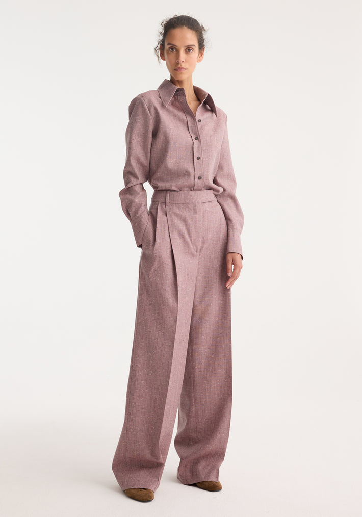 Fitted tweed shirt | mauve melange