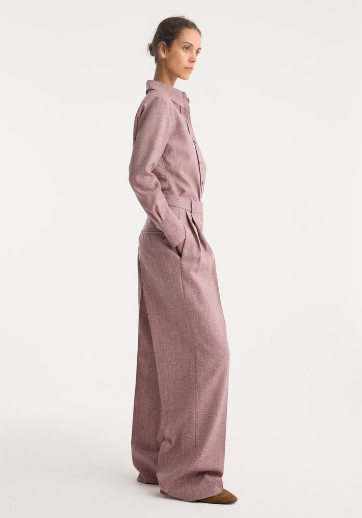 Fitted tweed shirt | mauve melange