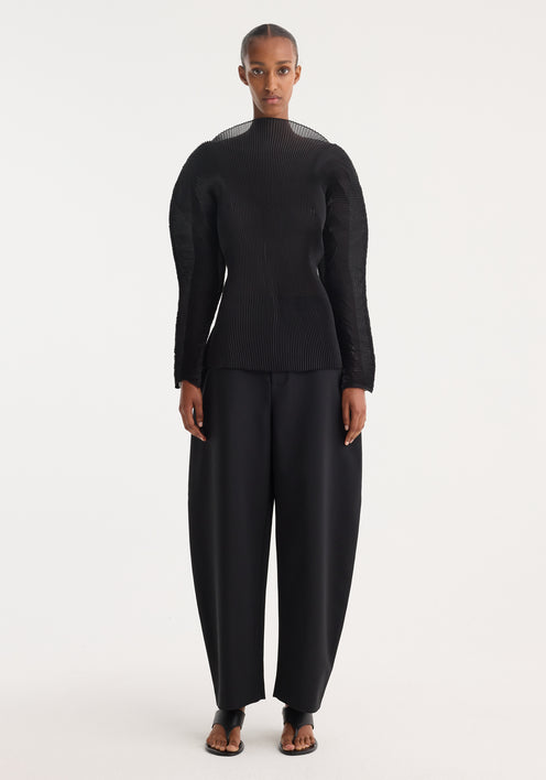 Sculptural plissé top | black