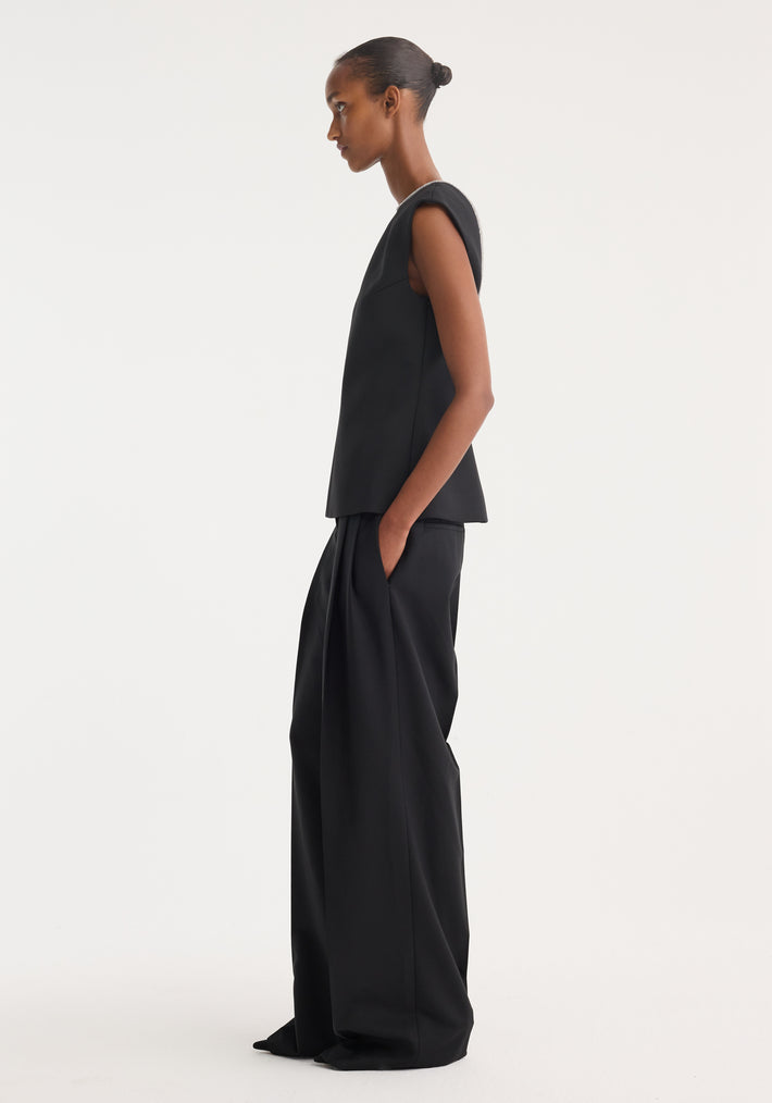 Open back appliqué top | black