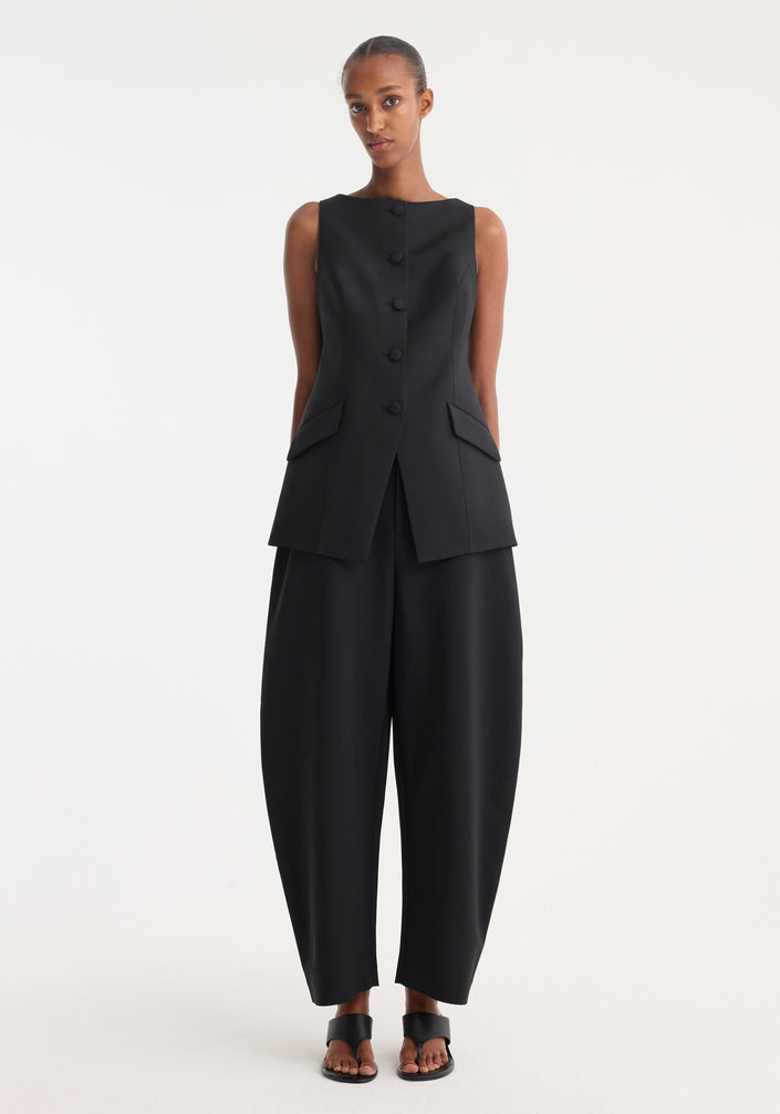 Boat-neck waistcoat | black
