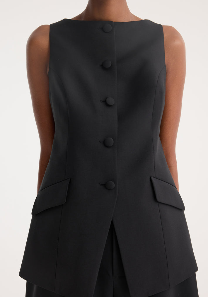 Boat-neck waistcoat | black
