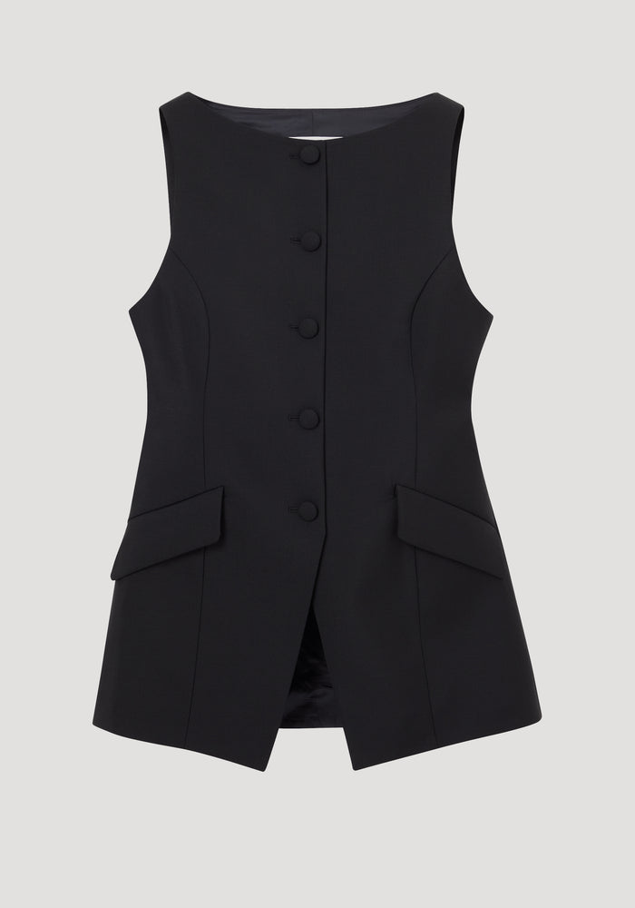 Boat-neck waistcoat | black