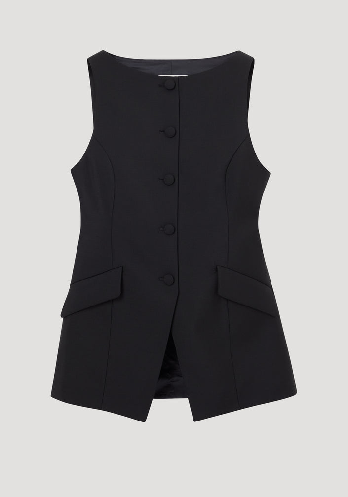 Boat-neck waistcoat | black
