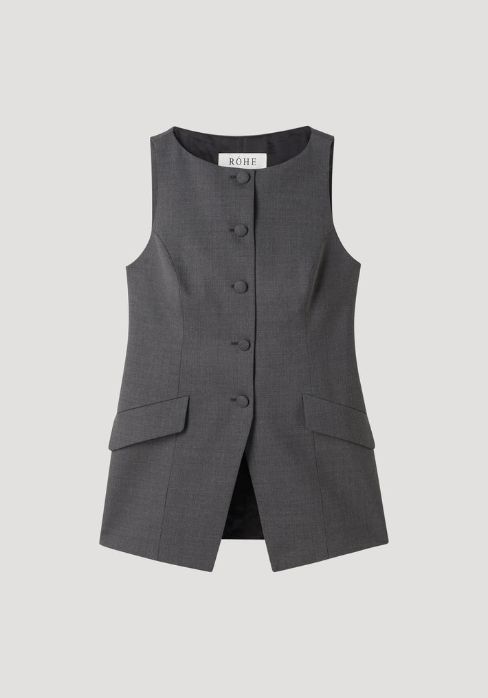 Boat-neck waistcoat | dark grey melange