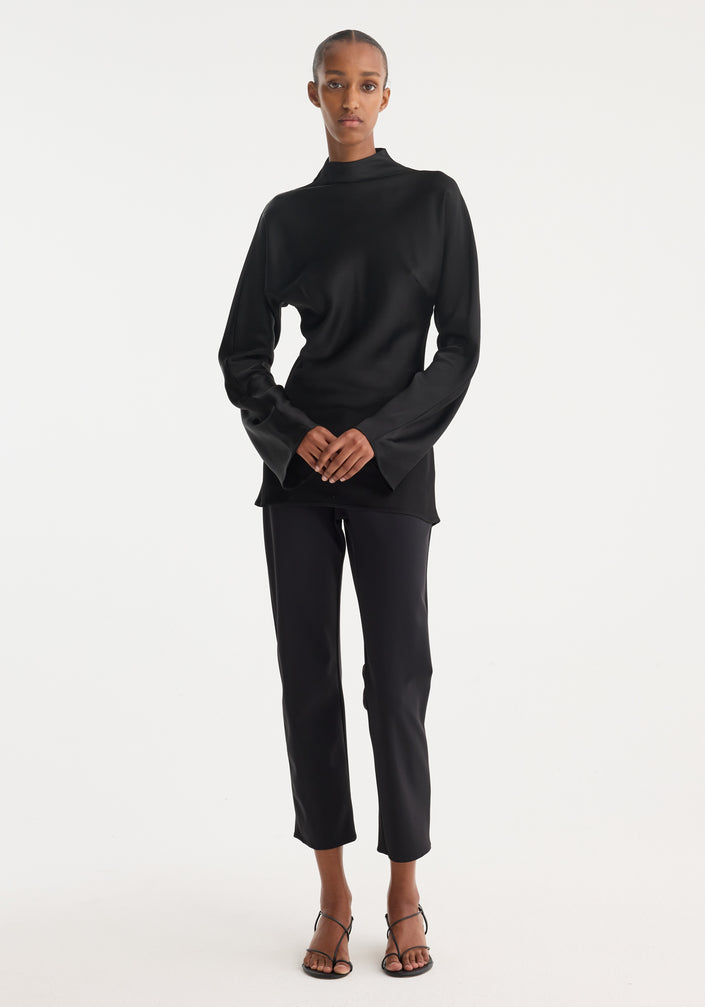 Satin waisted top | black