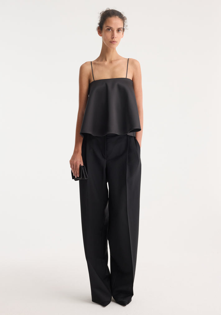 Peplum satin top | black