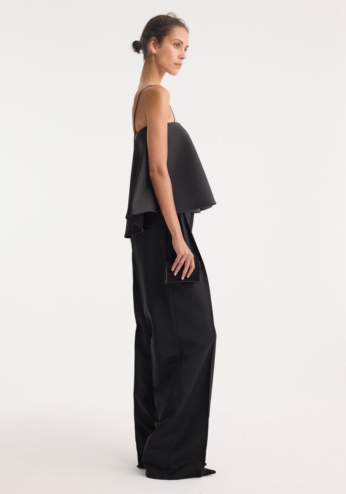 Peplum satin top | black