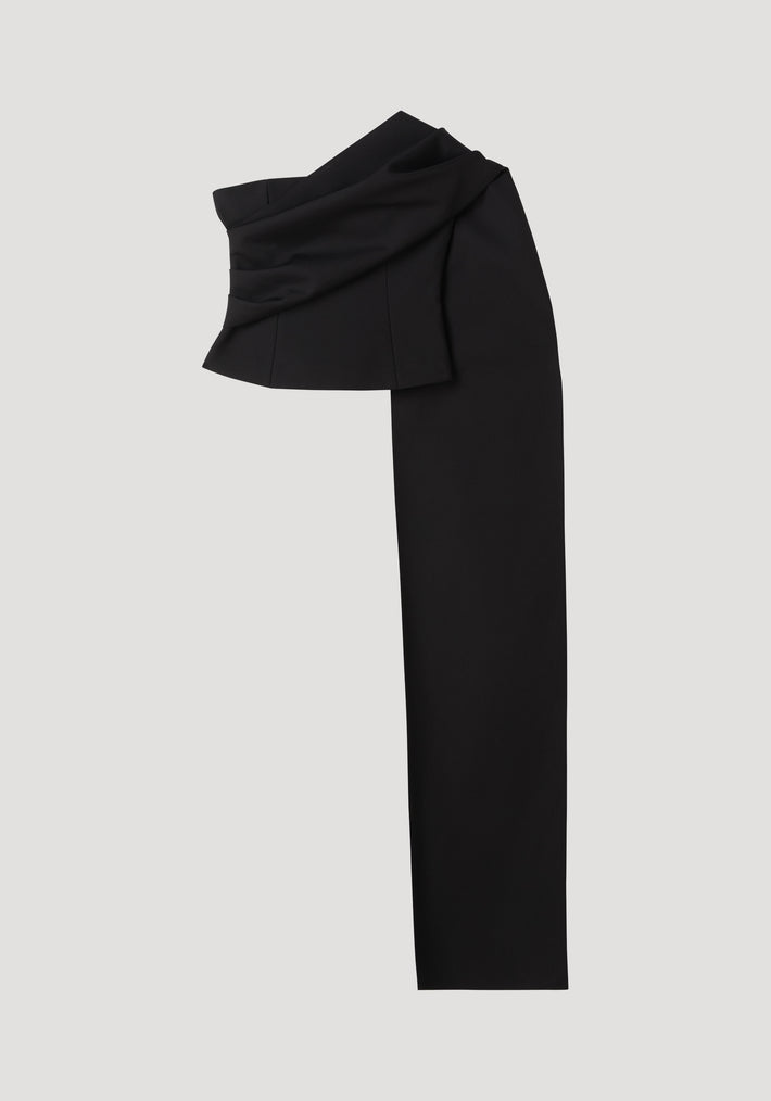 One-shoulder cape top | black