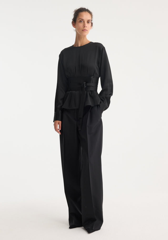 Kimono satin top | black