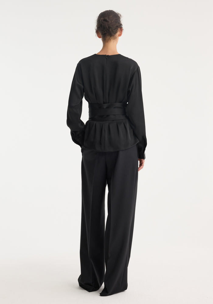 Kimono satin top | black