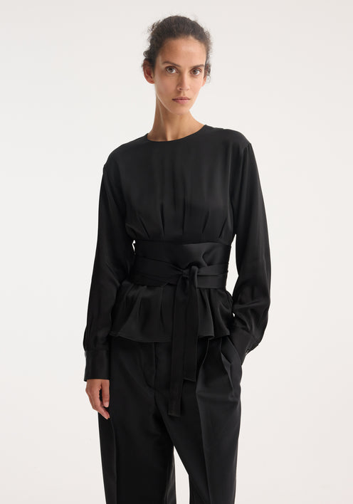 Kimono satin top | black