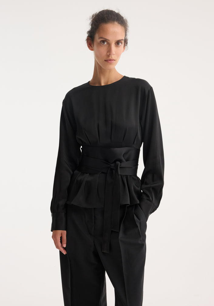 Kimono satin top | black