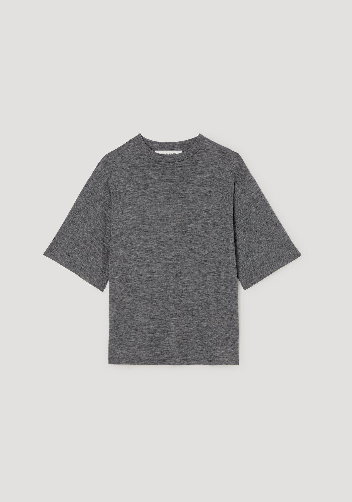Oversized soft merino t-shirt | mid grey melange