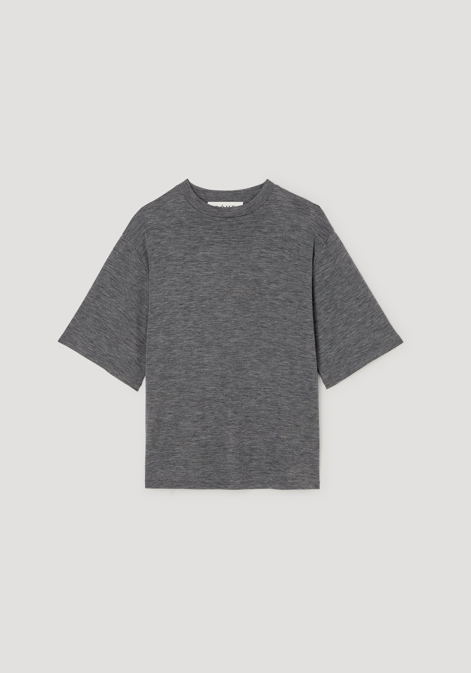 Oversized soft merino t-shirt | mid grey melange