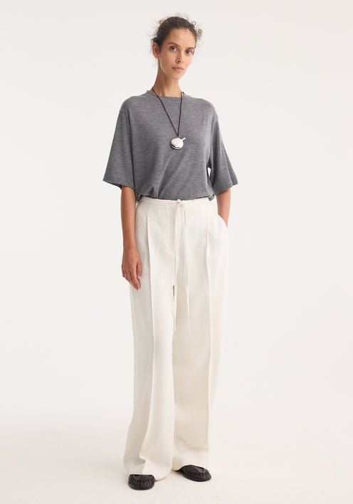 Oversized soft merino t-shirt | mid grey melange