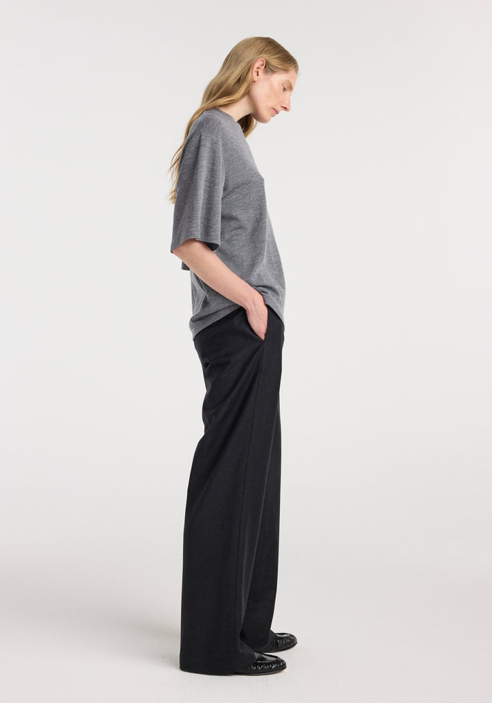 Oversized soft merino t-shirt | mid grey melange