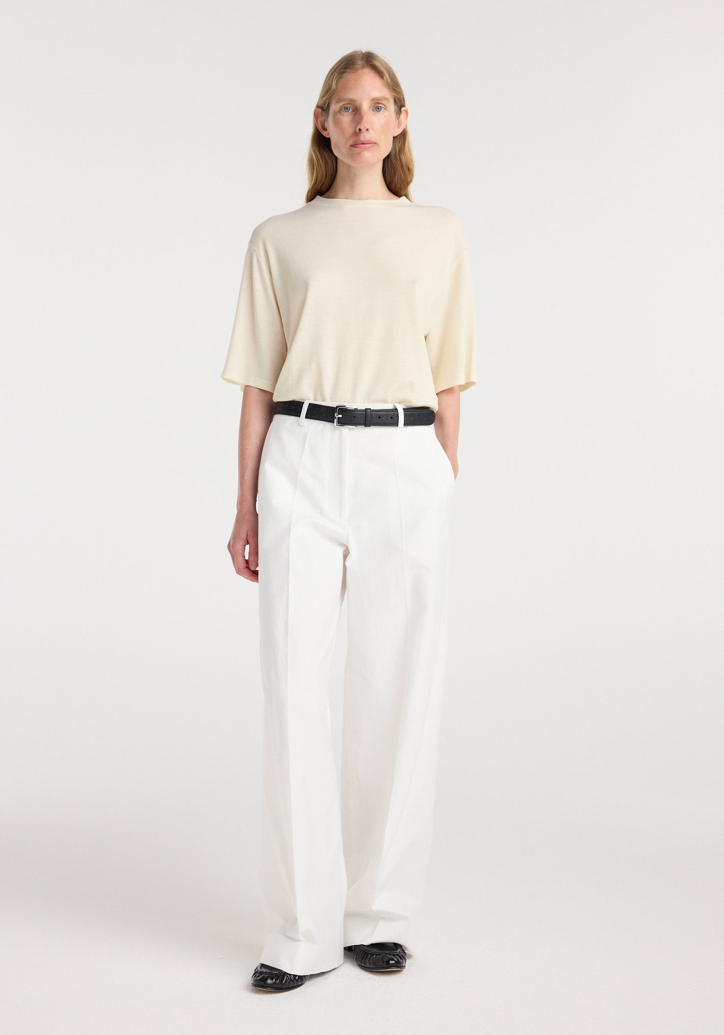 Oversized merino t-shirt | off white