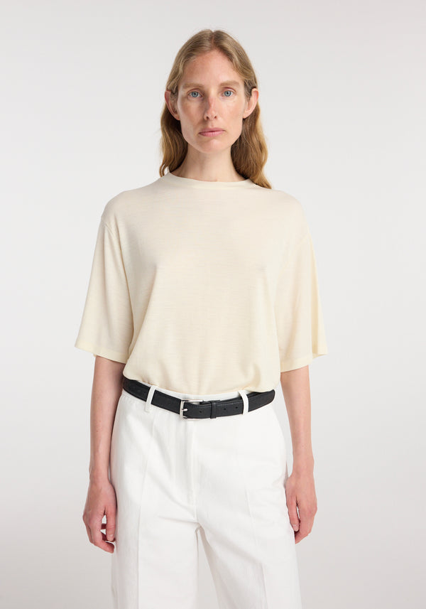 Oversized merino t-shirt | off white