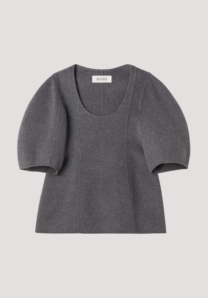 Sculptural double-faced top | mid grey melange