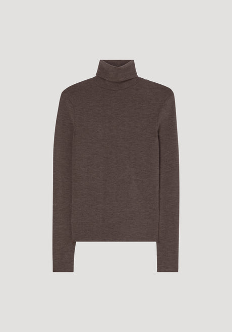 Fine merino turtleneck | brown melange