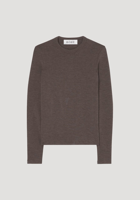Fine merino long sleeve | brown melange