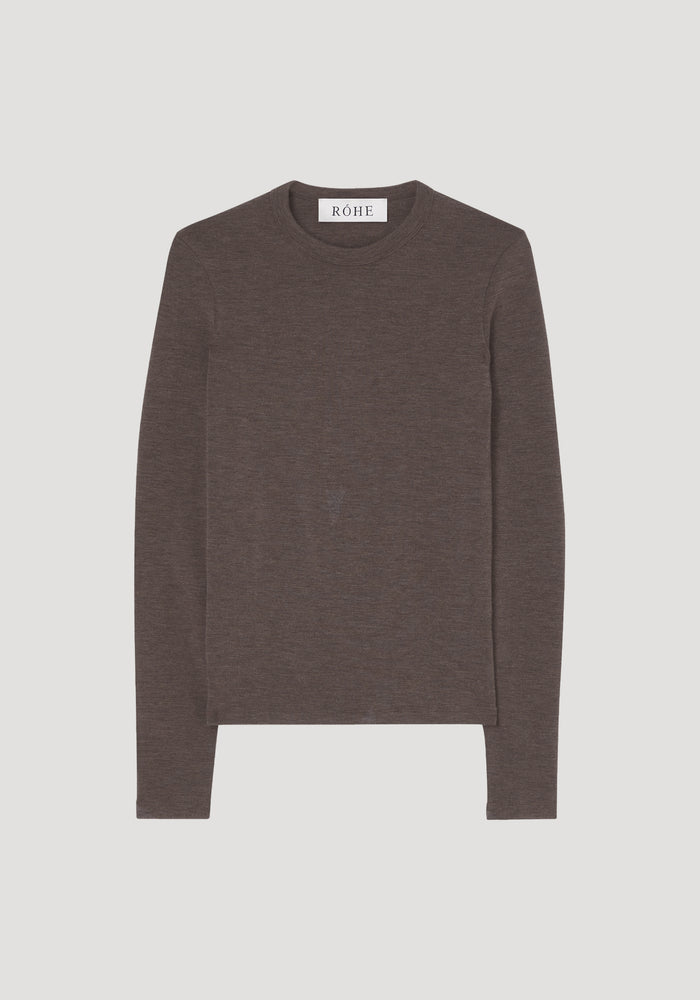 Fine merino long sleeve | brown melange