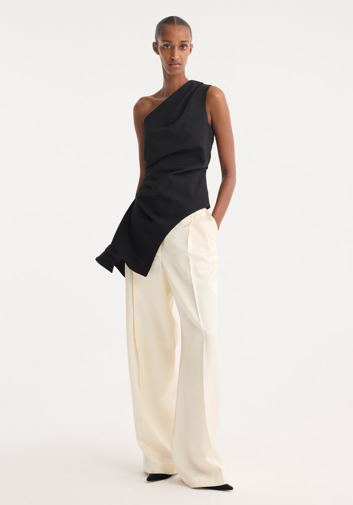Reimagined one shoulder top | black