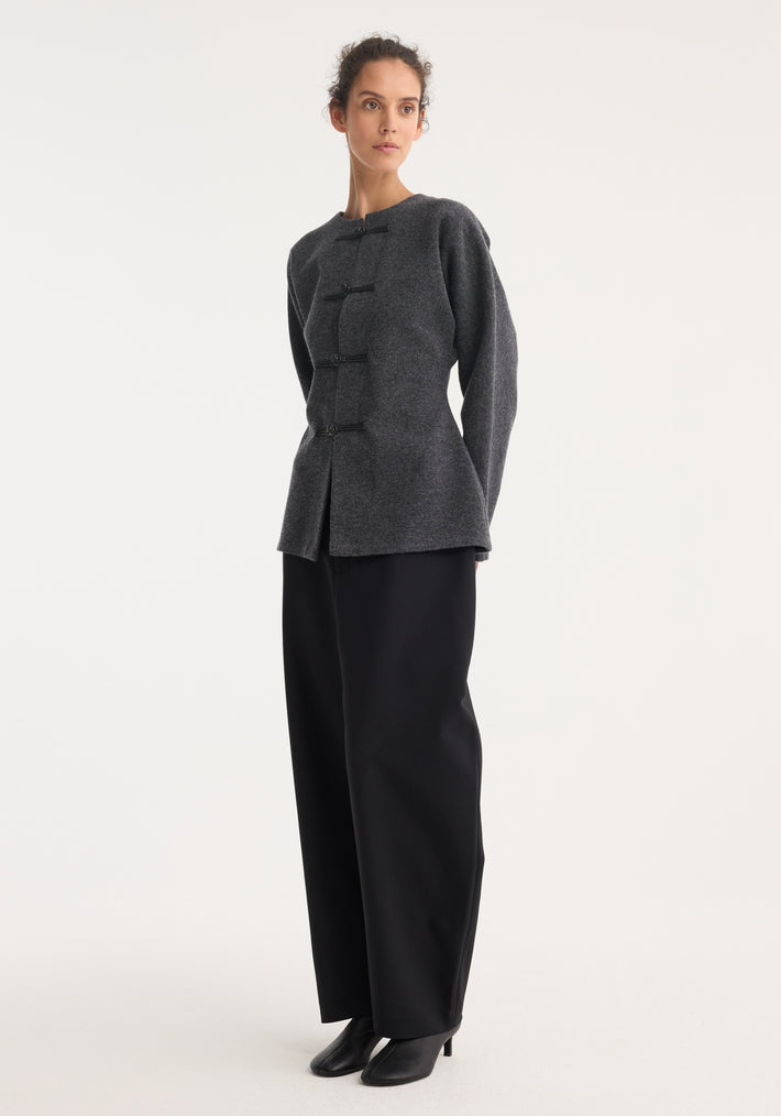 Mandarin waisted cardigan | mid grey melange