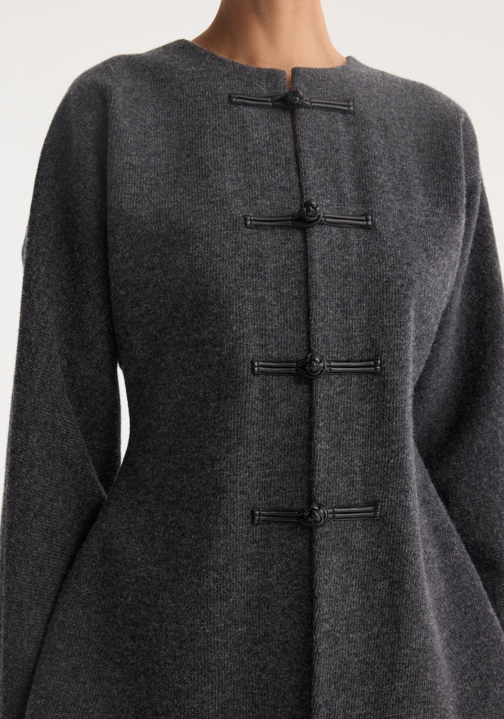 Mandarin waisted cardigan | mid grey melange