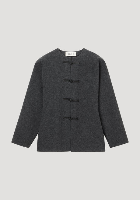 Pankou closure waisted cardigan | mid grey melange