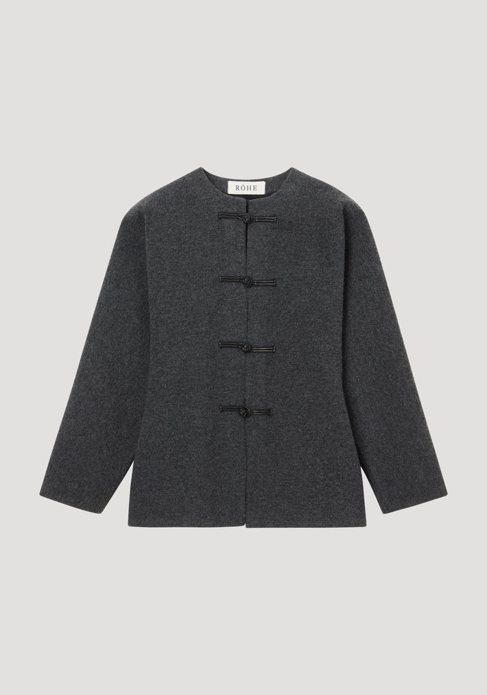 Pankou closure waisted cardigan | mid grey melange