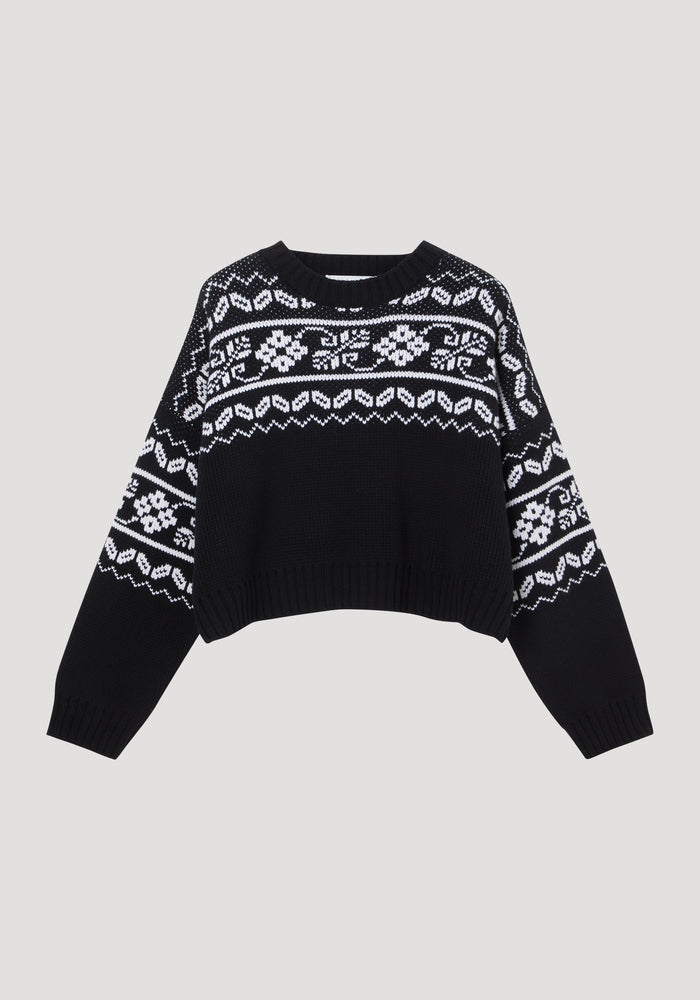 Fair-isle knitted jumper | black