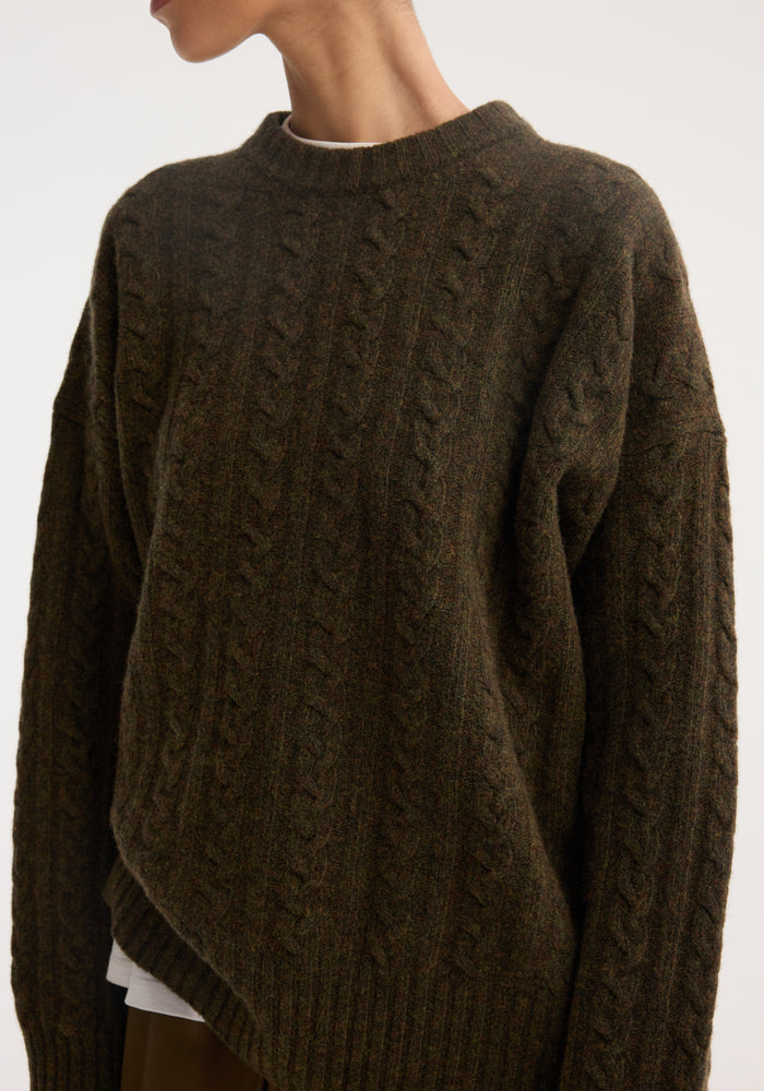 Cable knit jumper | forest melange