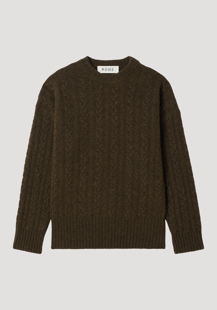 Cable knit jumper | forest melange