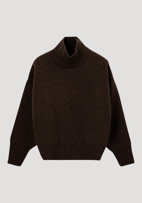 Sculptural compact turtleneck | dark brown