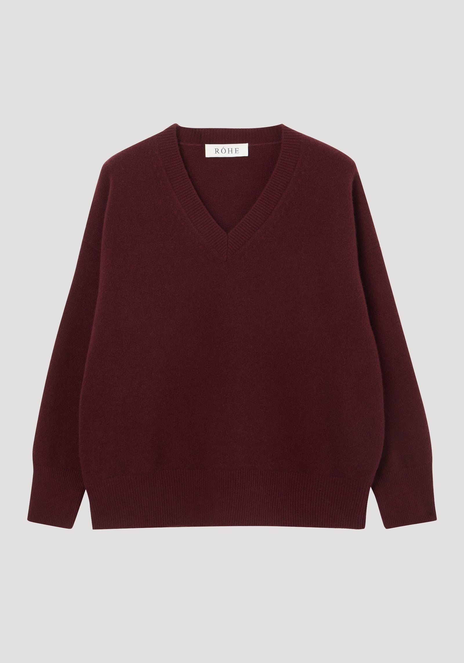 V-neck knitted jumper | burgundy