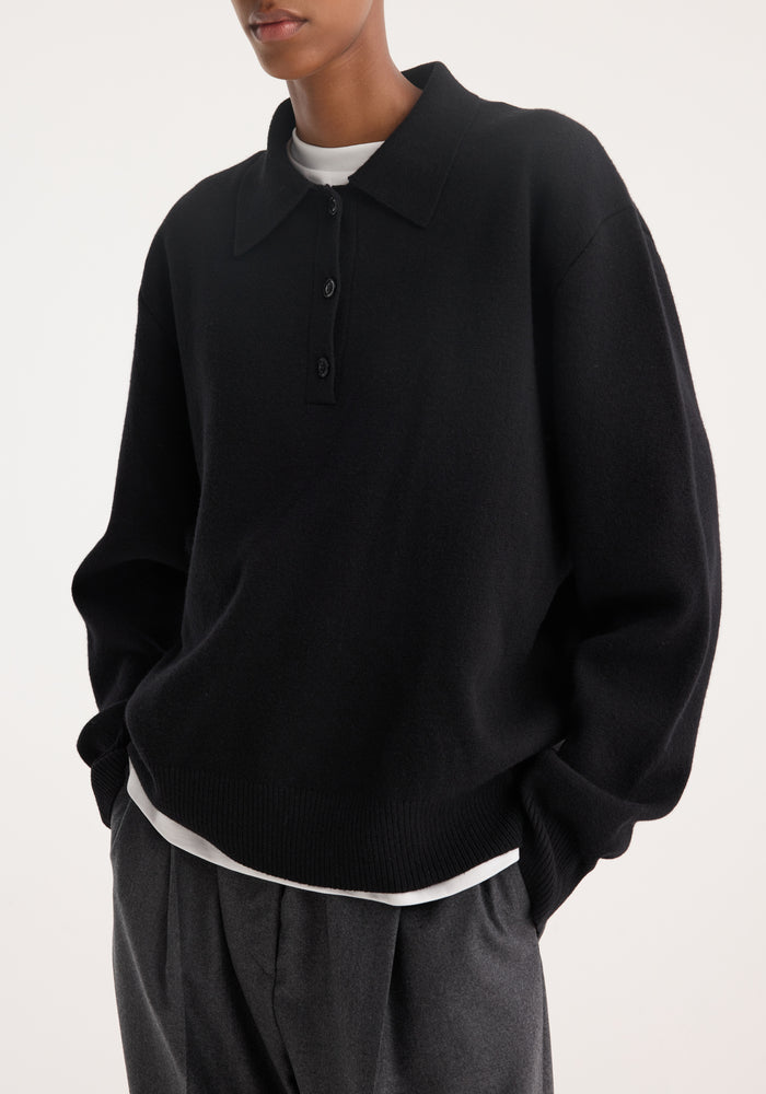 Compact knitted polo | black