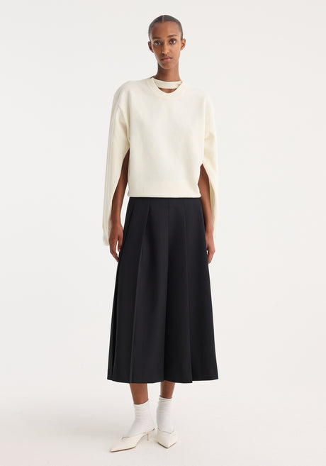 Crewneck with open neck | off white