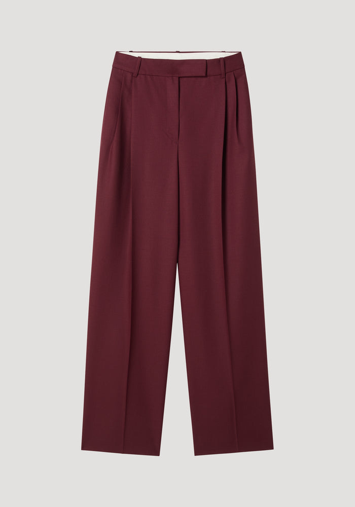 Mid-waist tailored trousers | burgundy