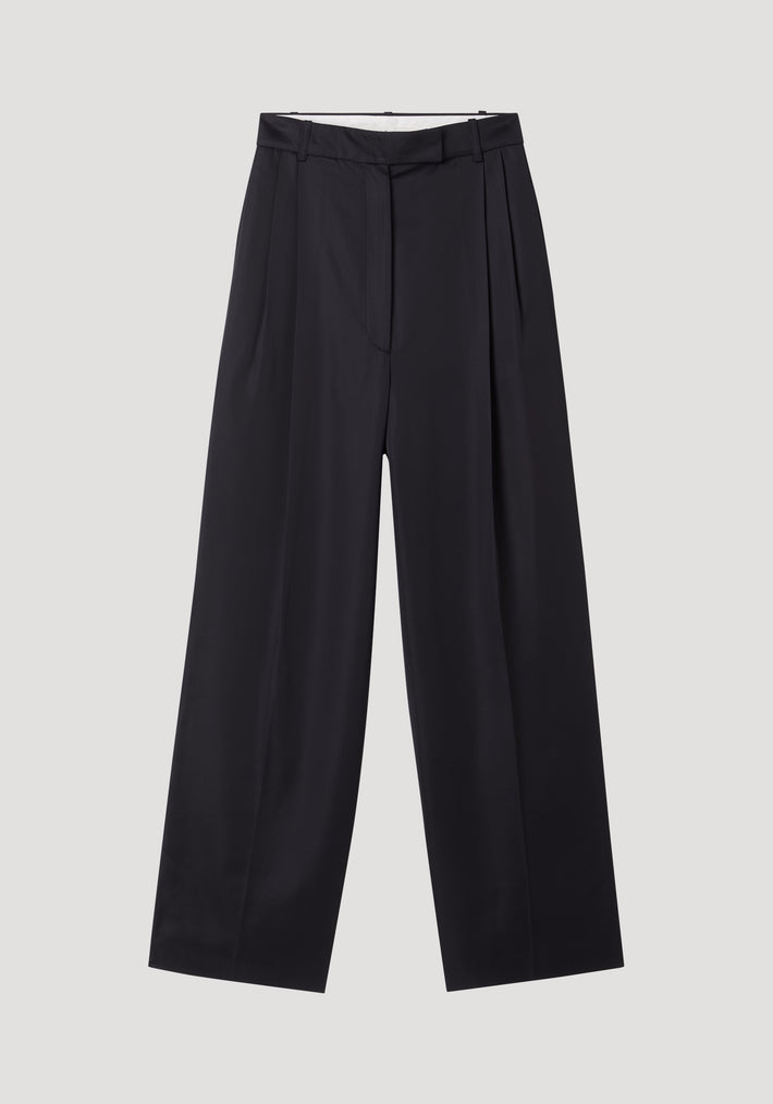 High-waist satin trousers | black