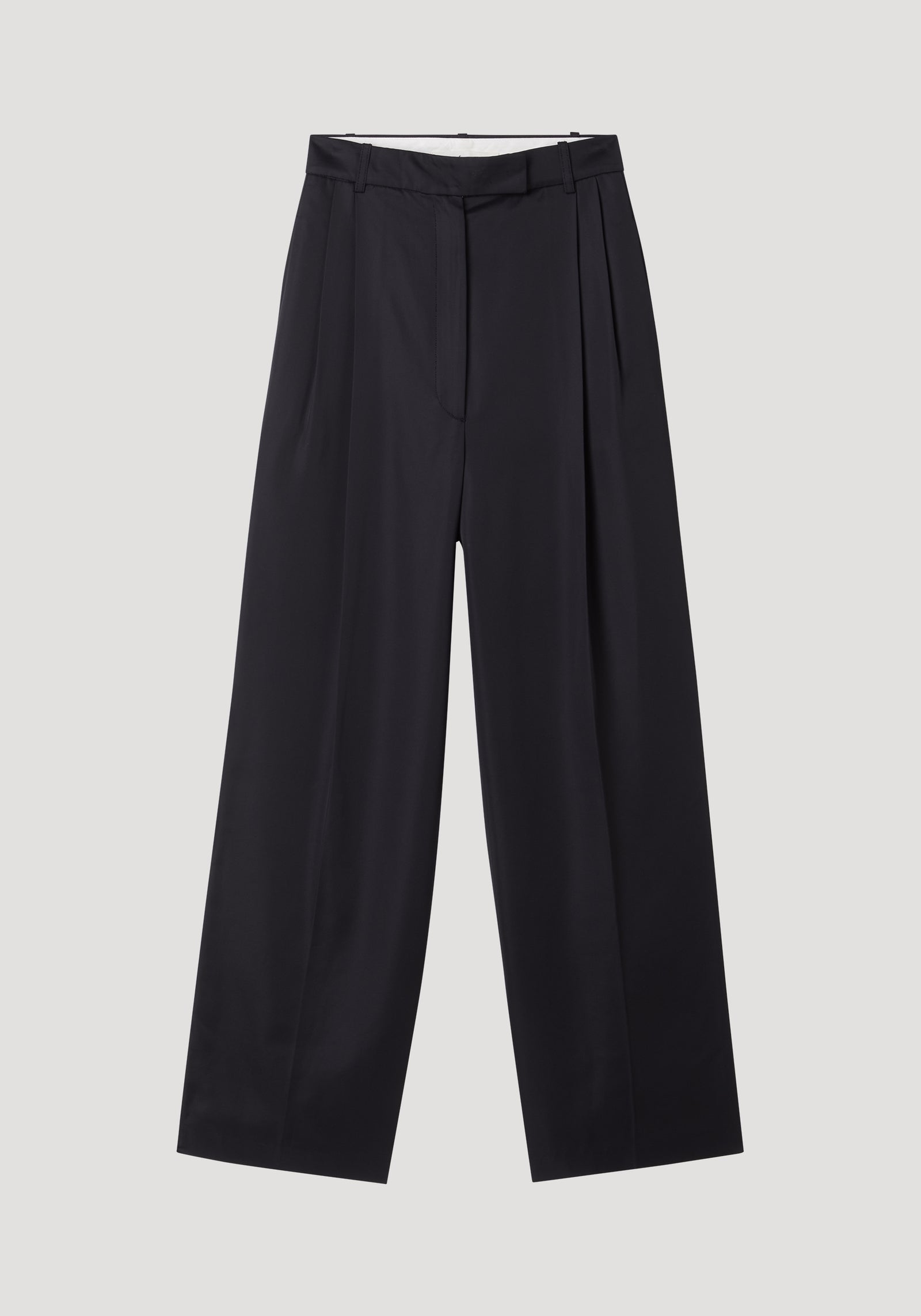 High-waist satin trousers | black