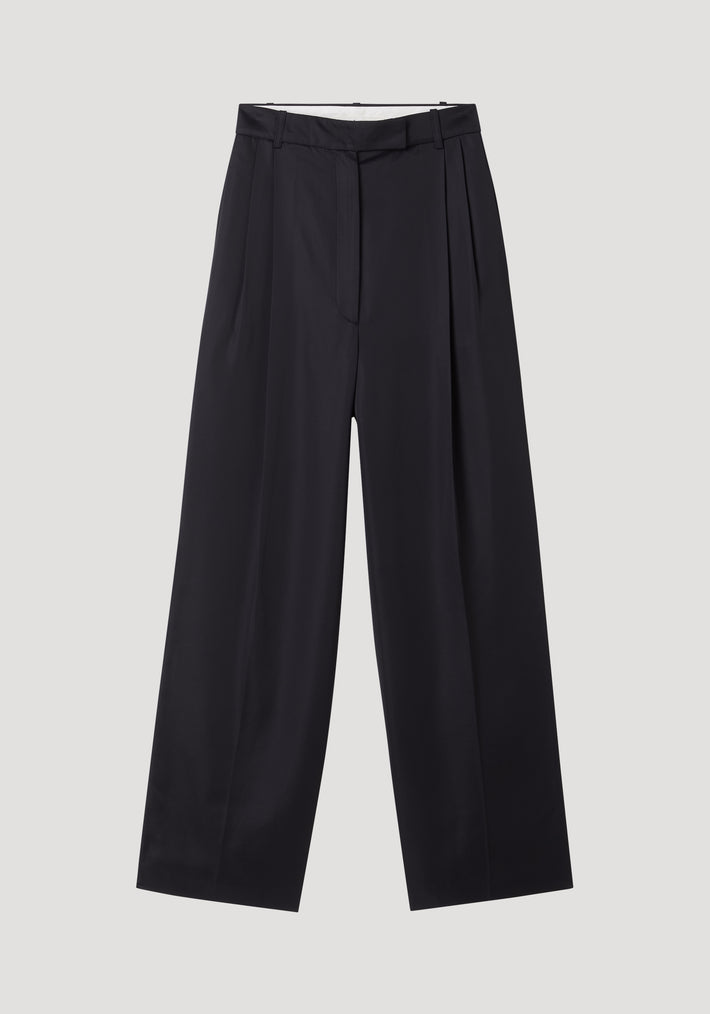 High-waist satin trousers | black