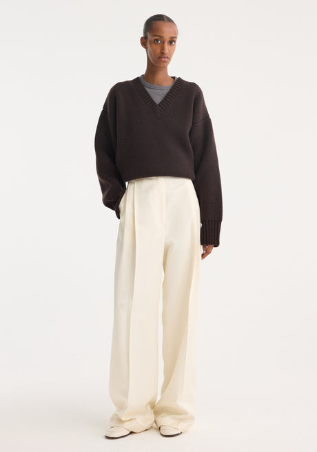 High-waist satin trousers | cream