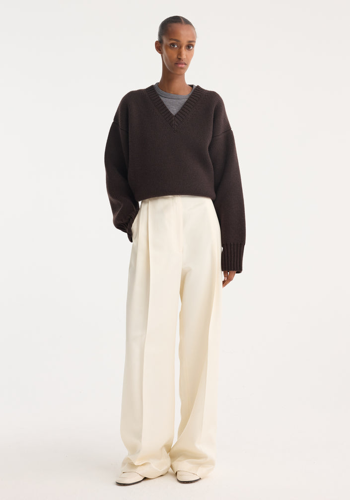 High-waist satin trousers | cream