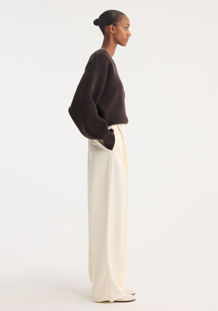 High-waist satin trousers | cream