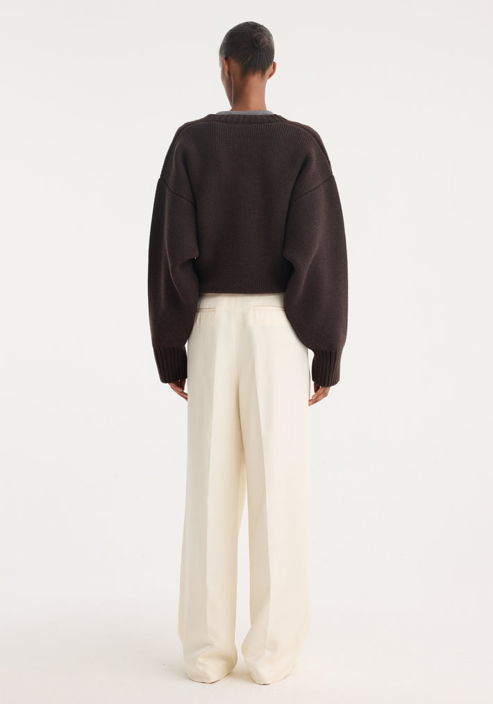 High-waist satin trousers | cream